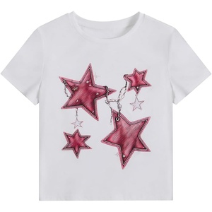 image:imageRoseSeek Girls Geometric Star Graphic Tee Tops Casual Summer Short Sleeve Crew Neck T ShirtPink Star White