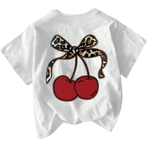 image:imageRoseSeek Girls Geometric Star Graphic Tee Tops Casual Summer Short Sleeve Crew Neck T ShirtWhite Cherry
