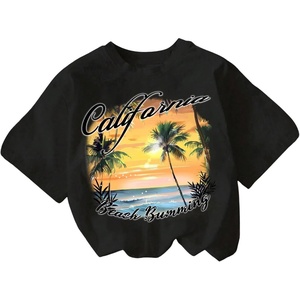 image:imageRoseSeek Girls Graphic Drop Shoulder Star Print Tee Tops Short Sleeve Crew Neck Summer ShirtsBlack Tropical