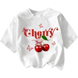 image:imageRoseSeek Girls Graphic Drop Shoulder Star Print Tee Tops Short Sleeve Crew Neck Summer ShirtsCherry White