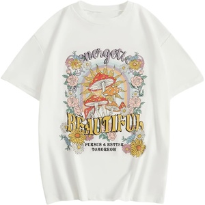 image:imageRoseSeek Girls Graphic Drop Shoulder Star Print Tee Tops Short Sleeve Crew Neck Summer ShirtsFlower White