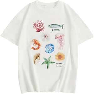 image:imageRoseSeek Girls Graphic Drop Shoulder Star Print Tee Tops Short Sleeve Crew Neck Summer ShirtsPatterned White