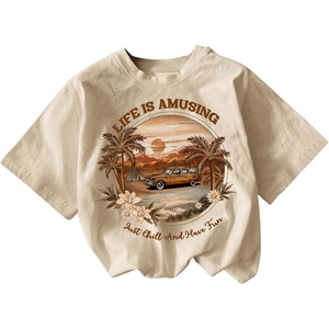 image:imageRoseSeek Girls Graphic Print Tee Shirt Round Neck Short Sleeve T Shirts Summer Cute Trendy TopsBeige
