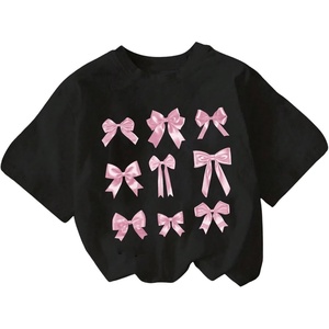 image:imageRoseSeek Girls Graphic Print Tee Shirt Round Neck Short Sleeve T Shirts Summer Cute Trendy TopsBlack and Pink