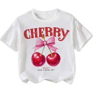 image:imageRoseSeek Girls Graphic Print Tee Shirt Round Neck Short Sleeve T Shirts Summer Cute Trendy TopsBowknot White