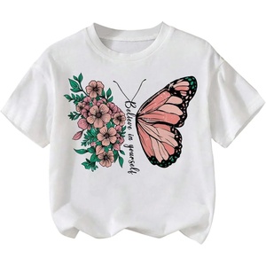 image:imageRoseSeek Girls Graphic Print Tee Shirt Round Neck Short Sleeve T Shirts Summer Cute Trendy TopsButterfly Floral White
