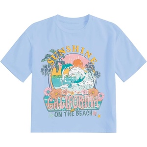 image:imageRoseSeek Girls Graphic Print Tee Shirt Round Neck Short Sleeve T Shirts Summer Cute Trendy TopsLetter Blue