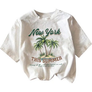 image:imageRoseSeek Girls Graphic Print Tee Shirt Round Neck Short Sleeve T Shirts Summer Cute Trendy TopsPalm Tree White