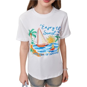 image:imageRoseSeek Girls Graphic Print Tee Shirt Round Neck Short Sleeve T Shirts Summer Cute Trendy TopsSea White