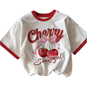 image:imageRoseSeek Girls Graphic Print Tee Shirt Round Neck Short Sleeve T Shirts Summer Cute Trendy TopsWhite Red