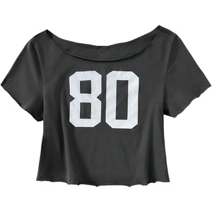 image:imageRoseSeek Girls Graphic Tees Off The Shoulder Tops Short Sleeve Jersey Shirts Y2K Crop TopsDark Grey