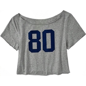 image:imageRoseSeek Girls Graphic Tees Off The Shoulder Tops Short Sleeve Jersey Shirts Y2K Crop TopsGrey