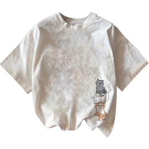 image:imageRoseSeek Girls Graphic Tees Short Sleeve Bow Print Tee Tops Crew Neck Drop Shoulder Casual Summer T ShirtsCat Print White