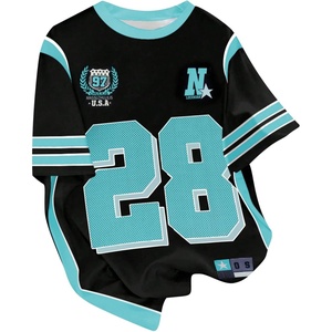 image:imageRoseSeek Girls Jersey Shirts Color Block Number Graphic Tees Short Sleeve Crew Neck Sports T ShirtBlack and Blue