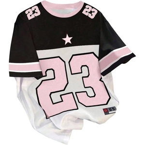 image:imageRoseSeek Girls Jersey Shirts Color Block Number Graphic Tees Short Sleeve Crew Neck Sports T ShirtMulticolor