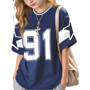 image:imageRoseSeek Girls Jersey Shirts Color Block Number Graphic Tees Short Sleeve Crew Neck Sports T ShirtMulticolor Blue
