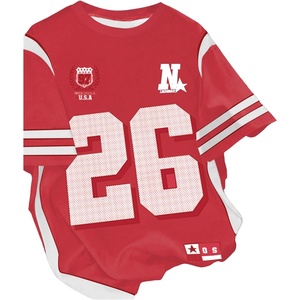 image:imageRoseSeek Girls Jersey Shirts Color Block Number Graphic Tees Short Sleeve Crew Neck Sports T ShirtRed