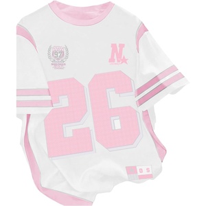 image:imageRoseSeek Girls Jersey Shirts Color Block Number Graphic Tees Short Sleeve Crew Neck Sports T ShirtWhite