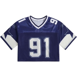 image:imageRoseSeek Girls Jersey Shirts Number Graphic Tees Half Sleeve Hip Hop Y2k Crop Tops Football JerseyBlue