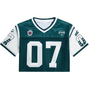 image:imageRoseSeek Girls Jersey Shirts Number Graphic Tees Half Sleeve Hip Hop Y2k Crop Tops Football JerseyMix Green