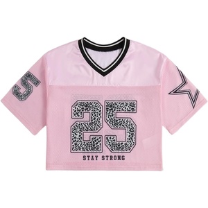 image:imageRoseSeek Girls Jersey Shirts Number Graphic Tees Half Sleeve Hip Hop Y2k Crop Tops Football JerseyMix Number Pink
