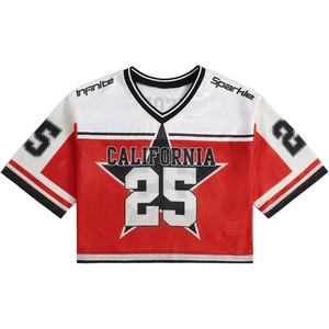 image:imageRoseSeek Girls Jersey Shirts Number Graphic Tees Half Sleeve Hip Hop Y2k Crop Tops Football JerseyMulticolor Red