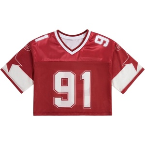 image:imageRoseSeek Girls Jersey Shirts Number Graphic Tees Half Sleeve Hip Hop Y2k Crop Tops Football JerseyNumber Red