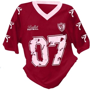 image:imageRoseSeek Girls Jersey Y2K Oversized Graphic Number Print Tops V Neck Short Sleeve T Shirt Hip Pop Tee StreetwearBurgundy