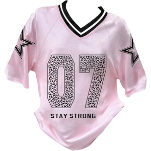 image:imageRoseSeek Girls Jersey Y2K Oversized Graphic Number Print Tops V Neck Short Sleeve T Shirt Hip Pop Tee StreetwearLetter Pink