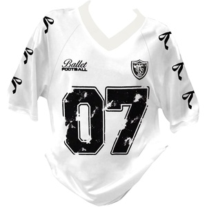 image:imageRoseSeek Girls Jersey Y2K Oversized Graphic Number Print Tops V Neck Short Sleeve T Shirt Hip Pop Tee StreetwearLetter White