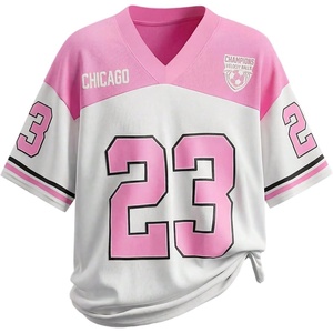 image:imageRoseSeek Girls Leopard Bows Graphic Tees Oversized Football Jersey Mesh Color Block Short Sleeve T ShirtPink White