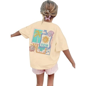 image:imageRoseSeek Girls Letter Animal Graphic Tees Short Sleeve Crewneck T Shirts Oversized Vacation Summer TopsApricot and Blue