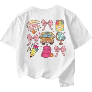 image:imageRoseSeek Girls Letter Animal Graphic Tees Short Sleeve Crewneck T Shirts Oversized Vacation Summer TopsBeige White