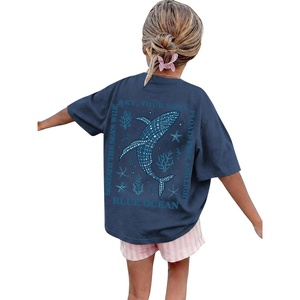 image:imageRoseSeek Girls Letter Animal Graphic Tees Short Sleeve Crewneck T Shirts Oversized Vacation Summer TopsDeep Royal Blue