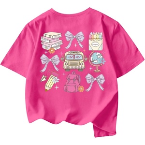 image:imageRoseSeek Girls Letter Animal Graphic Tees Short Sleeve Crewneck T Shirts Oversized Vacation Summer TopsHot Pink