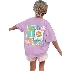 image:imageRoseSeek Girls Letter Animal Graphic Tees Short Sleeve Crewneck T Shirts Oversized Vacation Summer TopsMauve Purple
