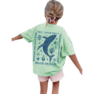 image:imageRoseSeek Girls Letter Animal Graphic Tees Short Sleeve Crewneck T Shirts Oversized Vacation Summer TopsMint Green