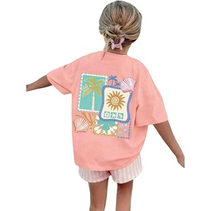 image:imageRoseSeek Girls Letter Animal Graphic Tees Short Sleeve Crewneck T Shirts Oversized Vacation Summer TopsPink