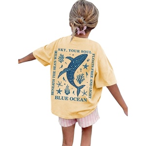 image:imageRoseSeek Girls Letter Animal Graphic Tees Short Sleeve Crewneck T Shirts Oversized Vacation Summer TopsPrint Yellow