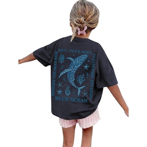 image:imageRoseSeek Girls Letter Animal Graphic Tees Short Sleeve Crewneck T Shirts Oversized Vacation Summer TopsRoyal Blue