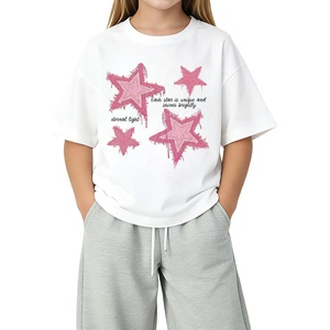 image:imageRoseSeek Girls Letter Animal Graphic Tees Short Sleeve Crewneck T Shirts Oversized Vacation Summer TopsWhite and Pink