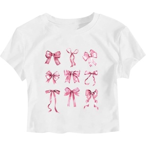 image:imageRoseSeek Girls Letter Bow Graphic Tees Short Sleeve Crewneck Cute Shirts for Teen Girls TrendyBow Print White
