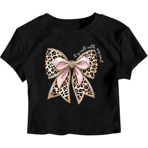 image:imageRoseSeek Girls Letter Bow Graphic Tees Short Sleeve Crewneck Cute Shirts for Teen Girls TrendyCheetah Black