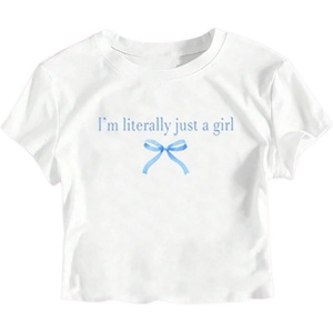 image:imageRoseSeek Girls Letter Bow Graphic Tees Short Sleeve Crewneck Cute Shirts for Teen Girls TrendyWhite Blue Bow