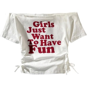 image:imageRoseSeek Girls Off The Shoulder Letter Graphic Tees Short Sleeve Ruched Bowknot T Shirts Cute Crop TopsWhite Letter