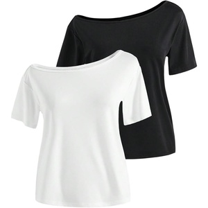 image:imageRoseSeek Girls Off The Shoulder Tops Short Sleeve Cute Summer T Shirts for Teens Girls Y2k Tops TrendyBlack and White
