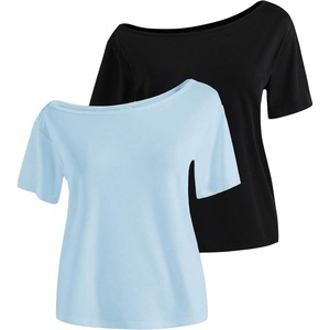 image:imageRoseSeek Girls Off The Shoulder Tops Short Sleeve Cute Summer T Shirts for Teens Girls Y2k Tops TrendyBlue and Black