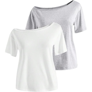 image:imageRoseSeek Girls Off The Shoulder Tops Short Sleeve Cute Summer T Shirts for Teens Girls Y2k Tops TrendyGrey White