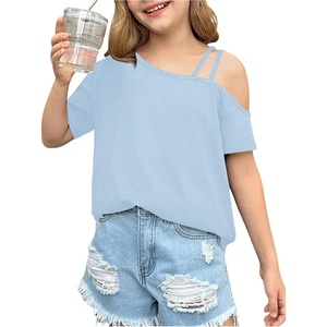 image:imageRoseSeek Girls Off The Shoulder Tops Short Sleeve Loose Summer T Shirt Tops Trendy Cold Shoulder TopsLight Blue
