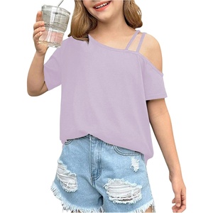 image:imageRoseSeek Girls Off The Shoulder Tops Short Sleeve Loose Summer T Shirt Tops Trendy Cold Shoulder TopsMauve Purple
